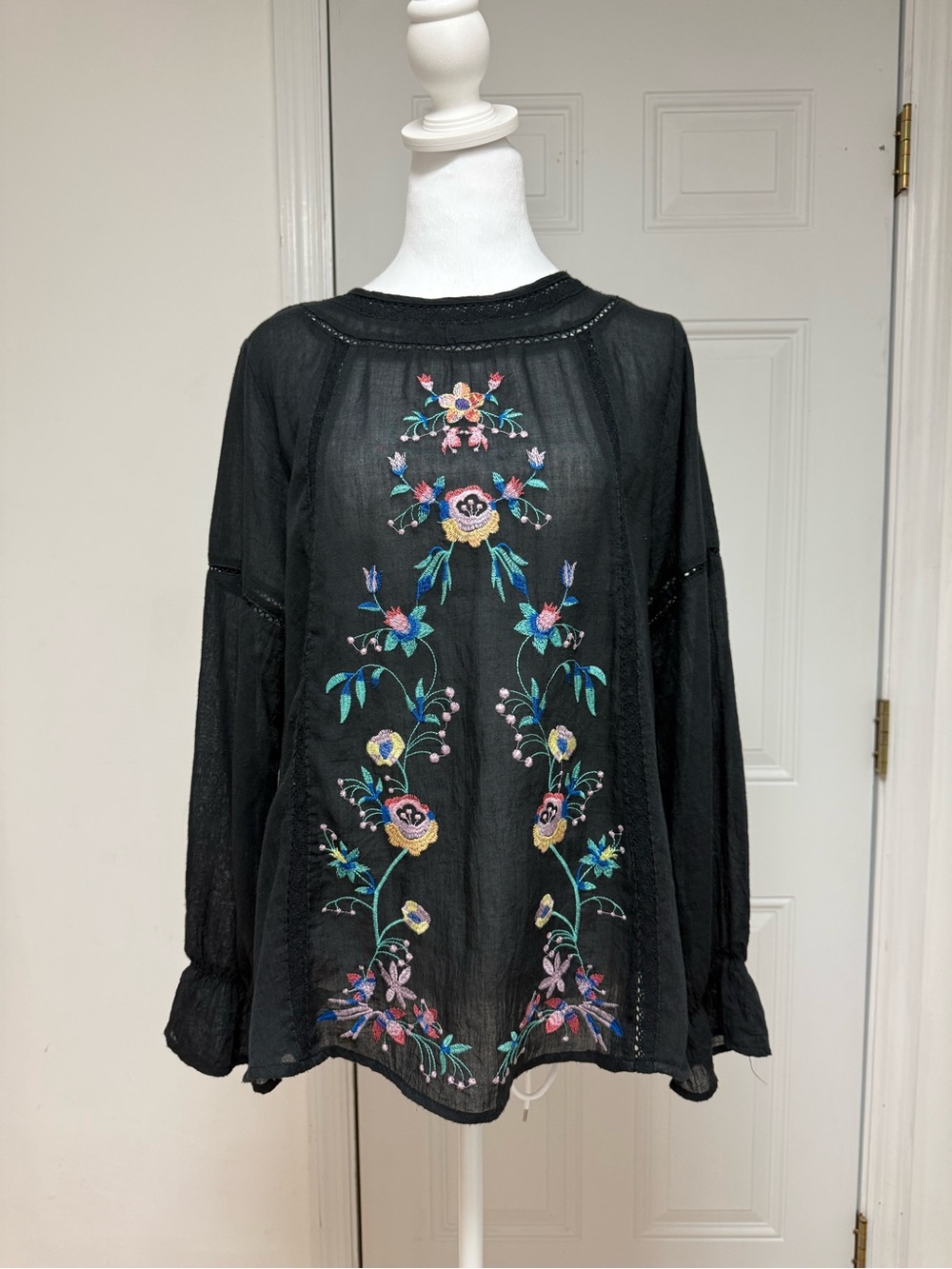 UMGEE - black floral blouse 
Size - medium